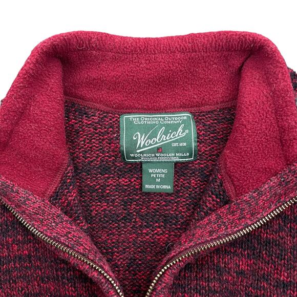 Woolrich 1/4 Zip Wool Blend Sweater Pullover Heather Red Size MP - Picture 7 of 7